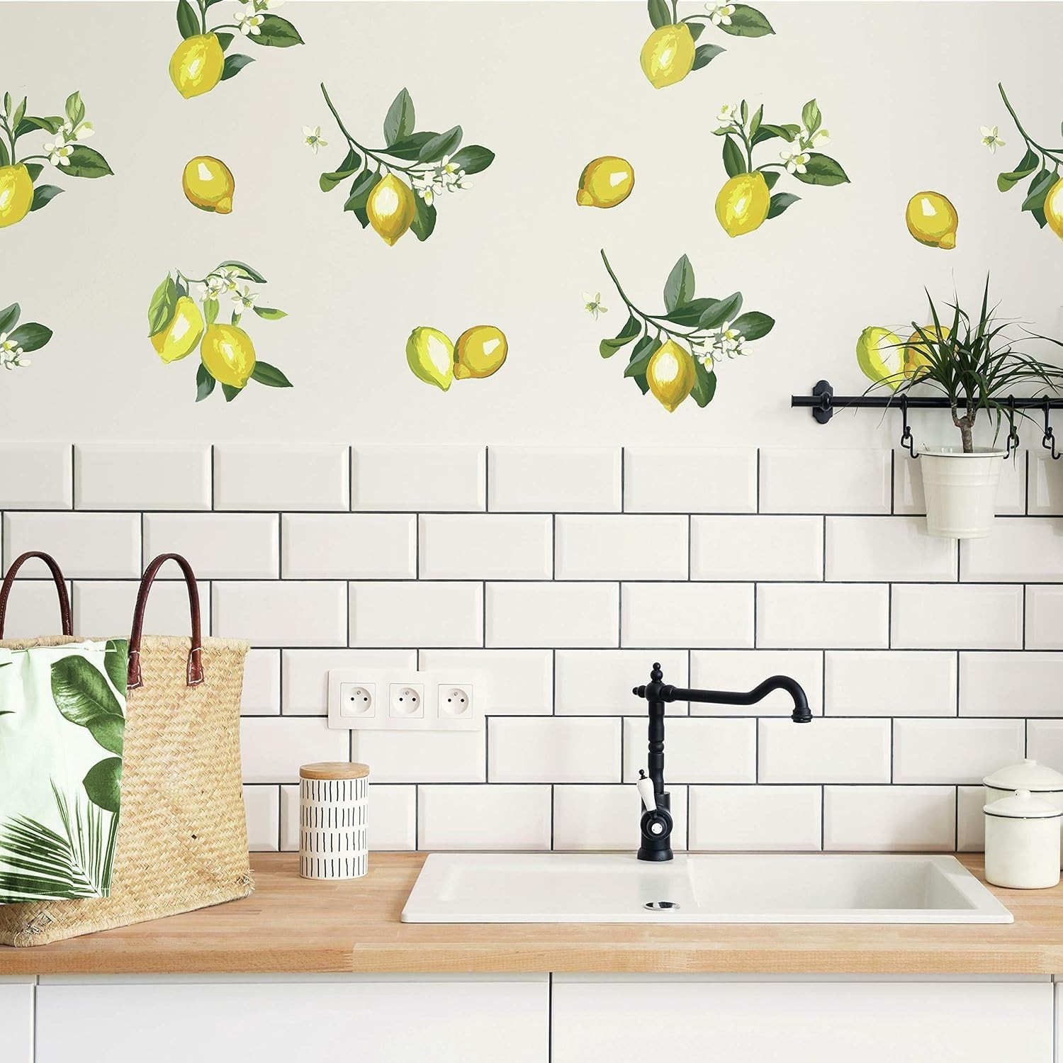 Giant Lemon Wall Decals – Bright Kitchen Fruit Peel and Stick Wall Art Stickers