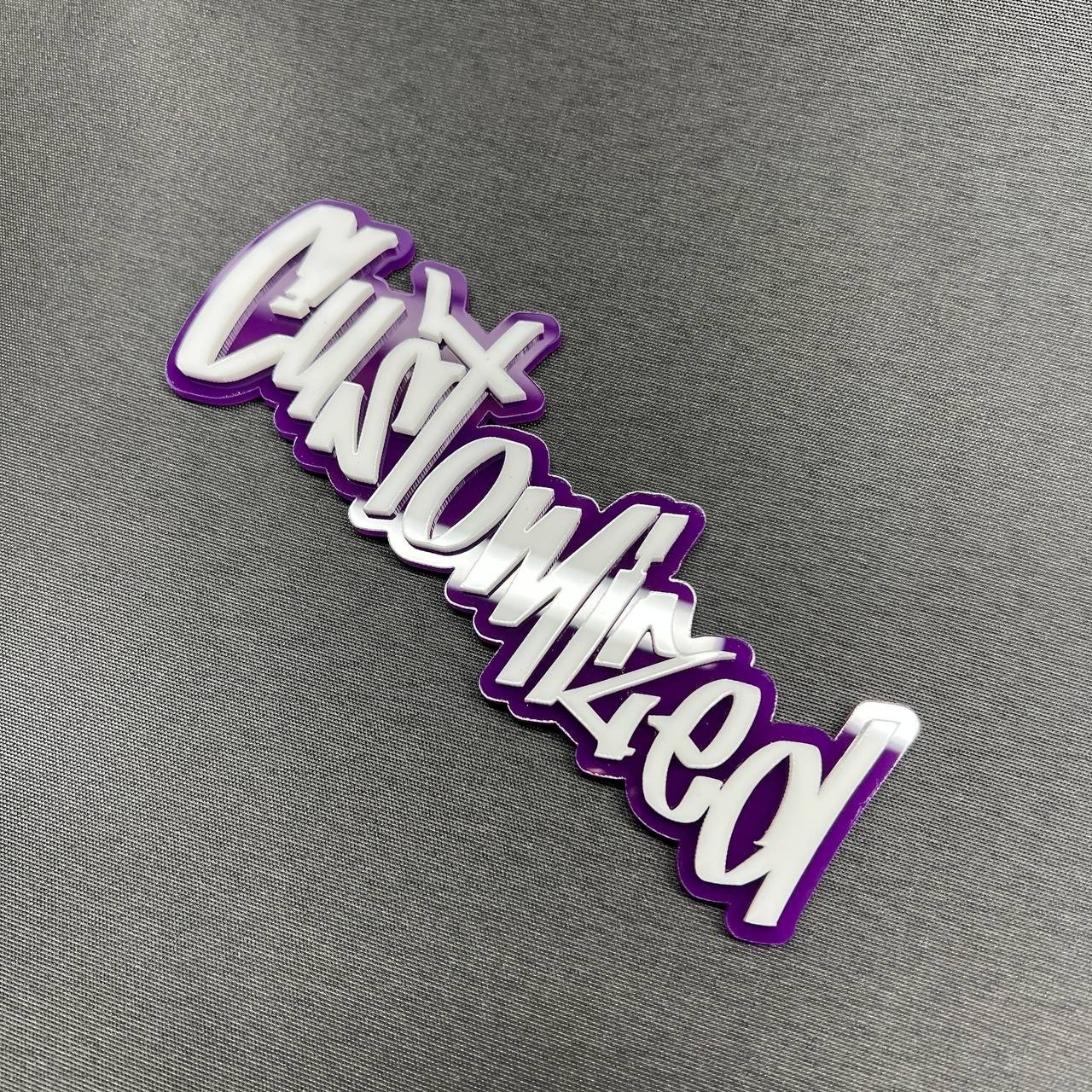 1X Custom Graffiti Font Acrylic Emblem Multicolor Personalized Car Badge text
