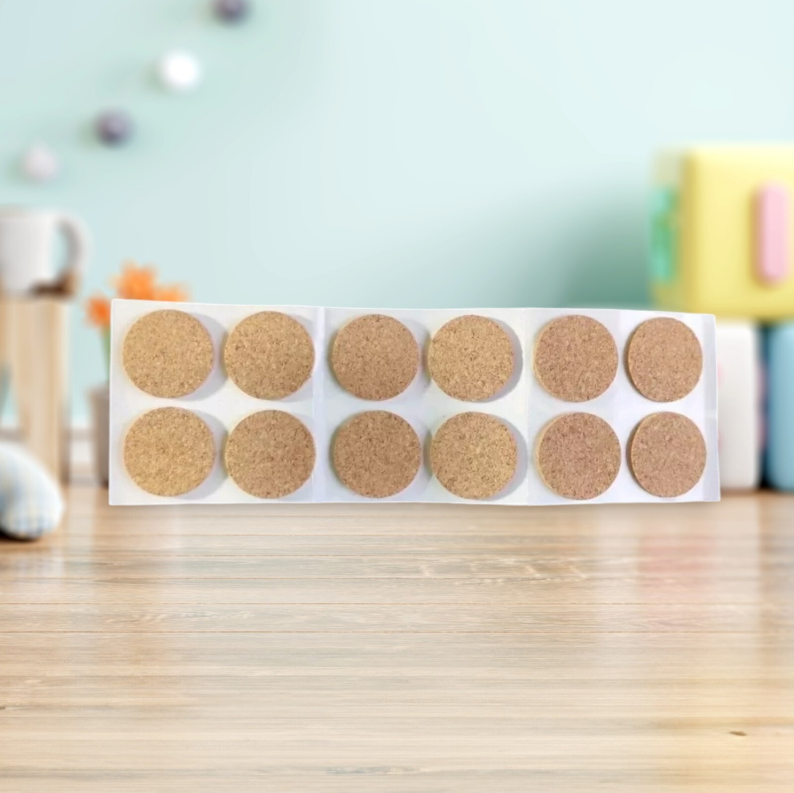 12 Cork Self Adhesive Pads 1 In. For Protecting Tables, Walls, Floors