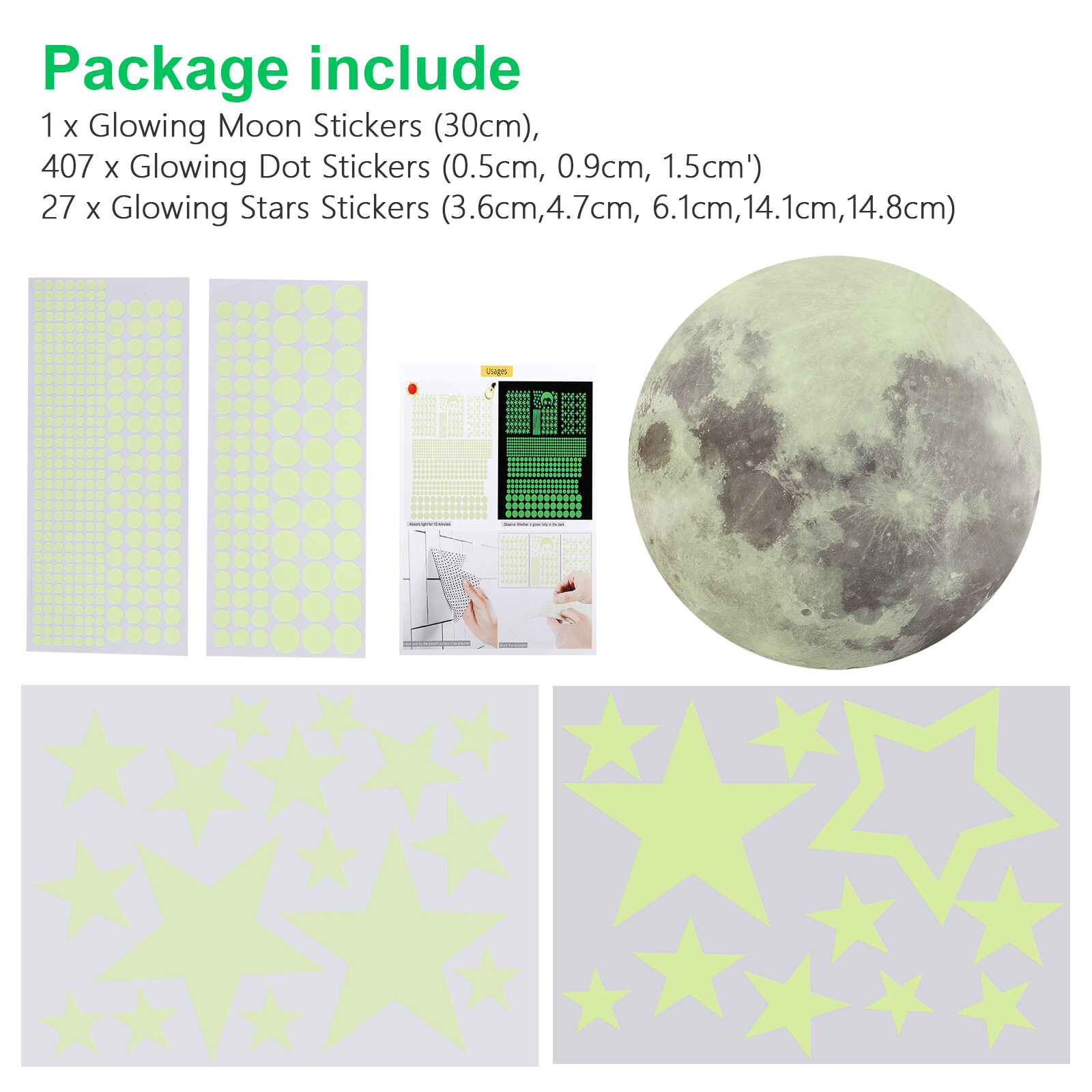 435Pcs Glow In The Dark Stars Moon Planet Space Wall Stickers Art Decor Luminous