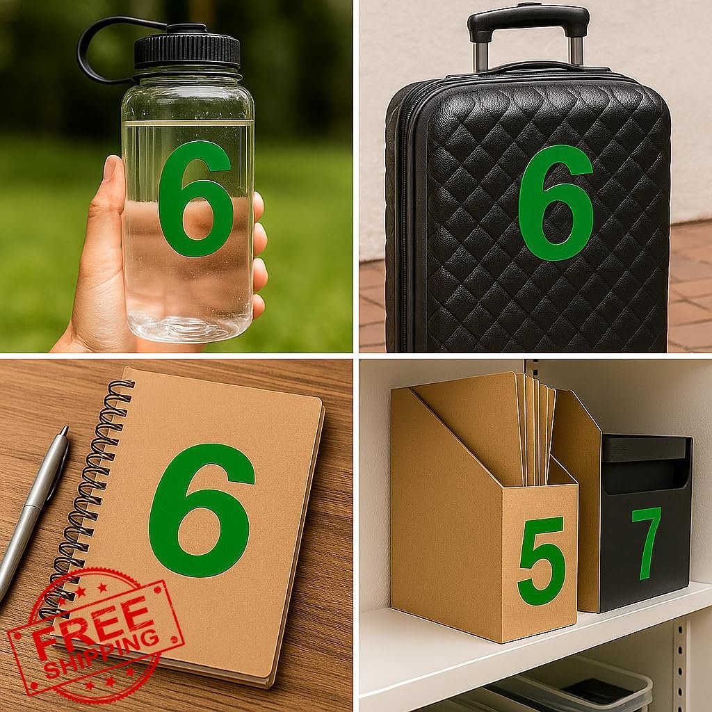 MAIBANU 50PCS Number Stickers Green 4 Inch Vinyl