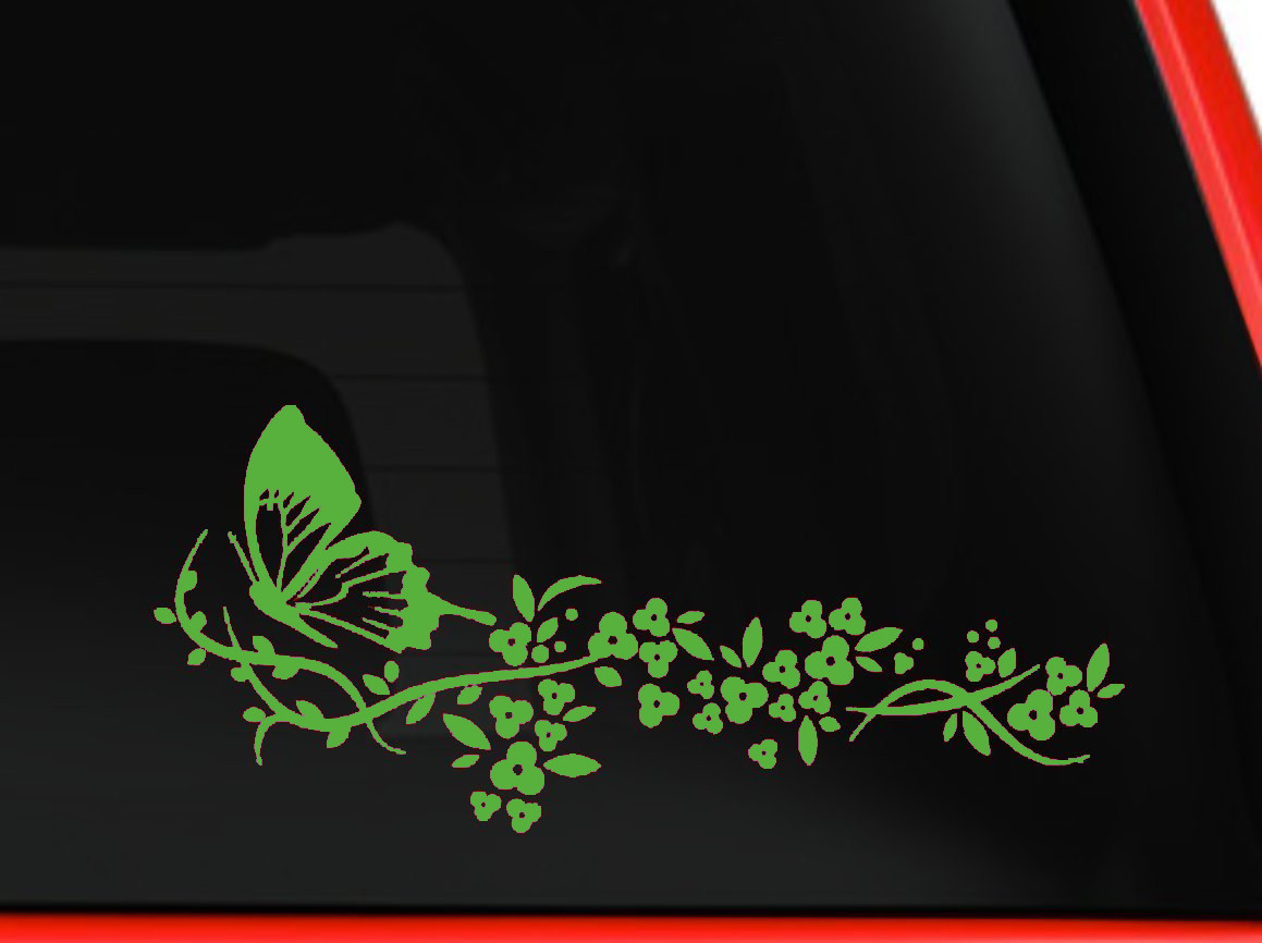 Flower and Butterfly, beautiful nature Decal Stickers Car Window Truck laptop 6"