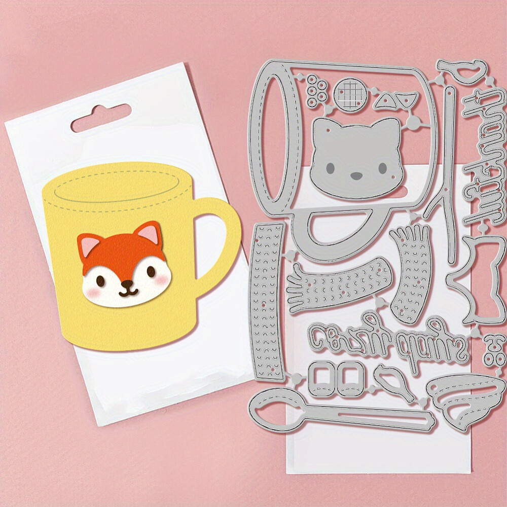 1Set 2pcs Autumn Theme Cup Carbon Steel Cutting Dies Stencils for DIY