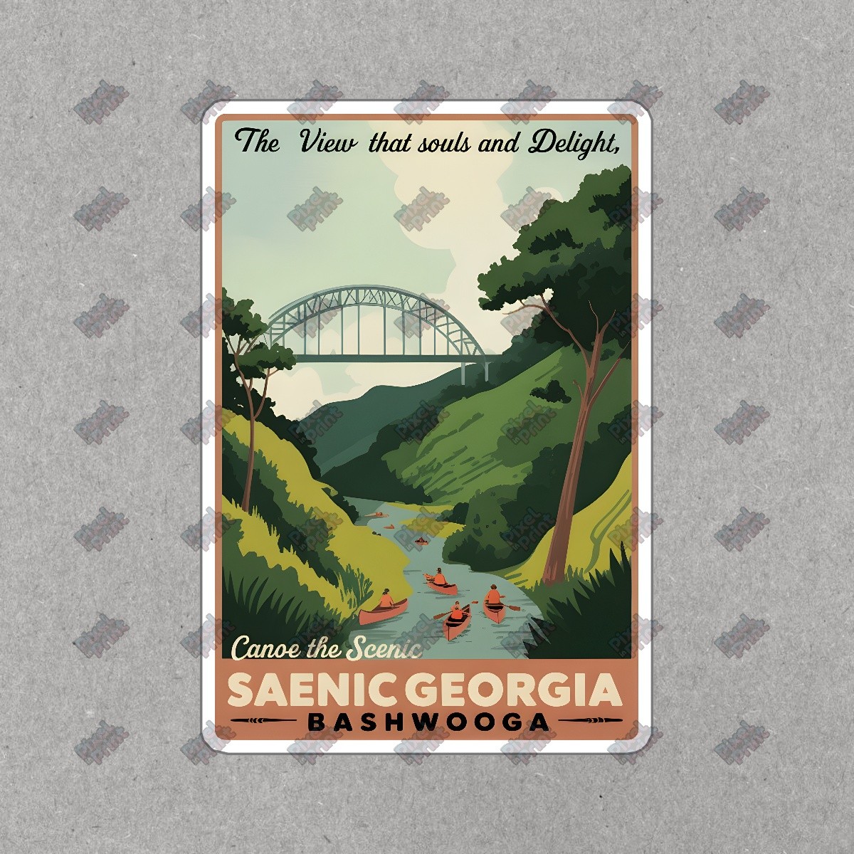 Vintage Georgia Travel Poster Scenic Landscape Art Canoe Adventure #8329