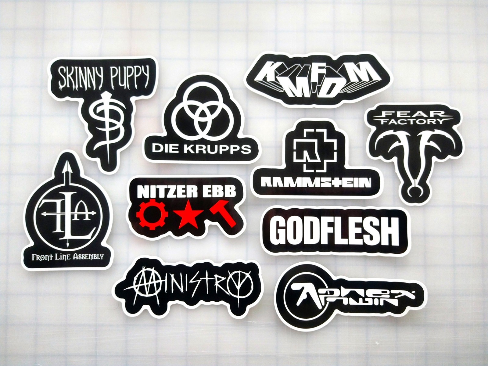 Industrial Metal Vinyl Sticker Lot (10 Pack) SET 1 kmfdm ministry skinny puppy