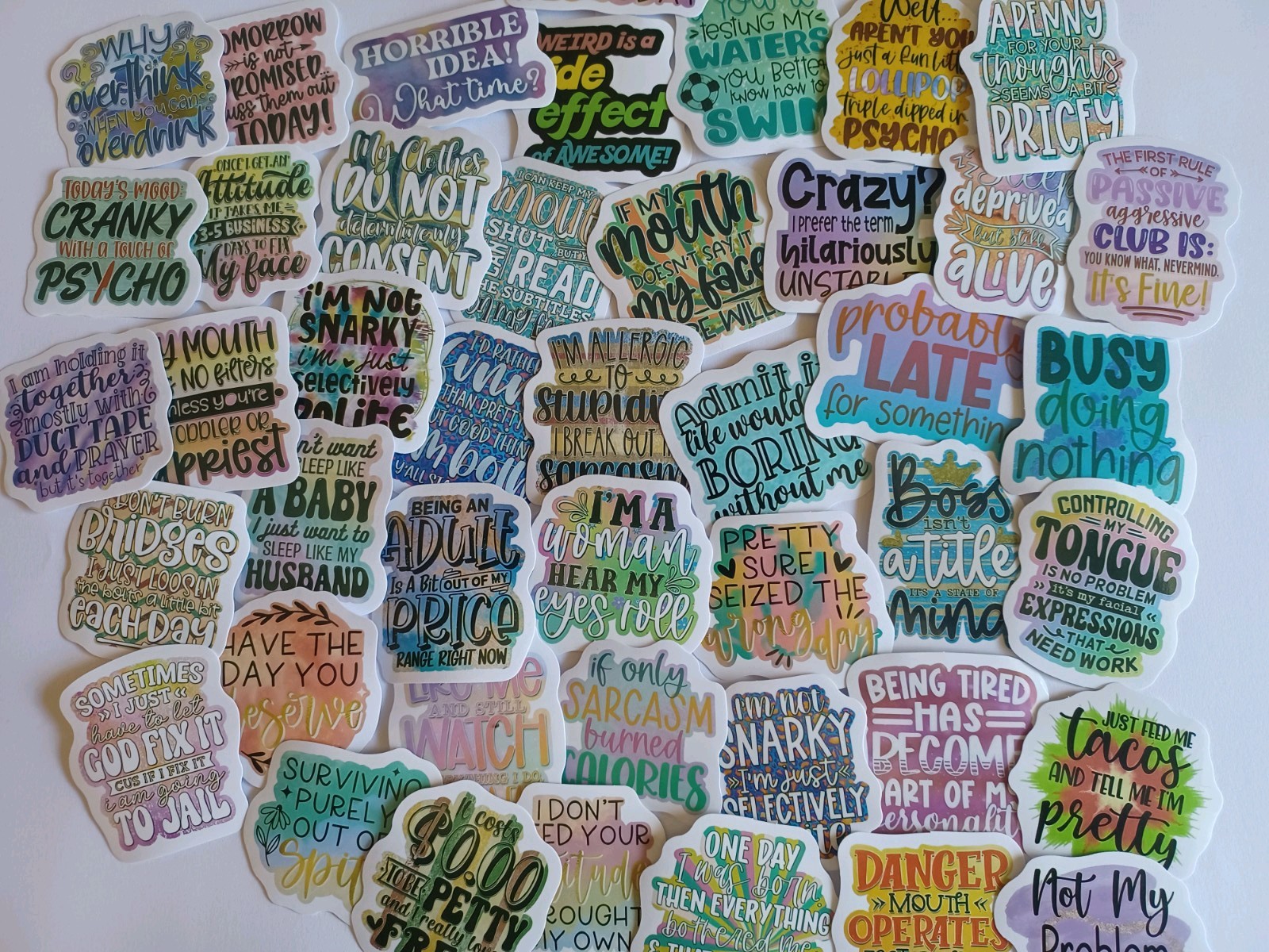 5 Random Assorted Funny, Snarky, Sarcastic stickers humorous and fun