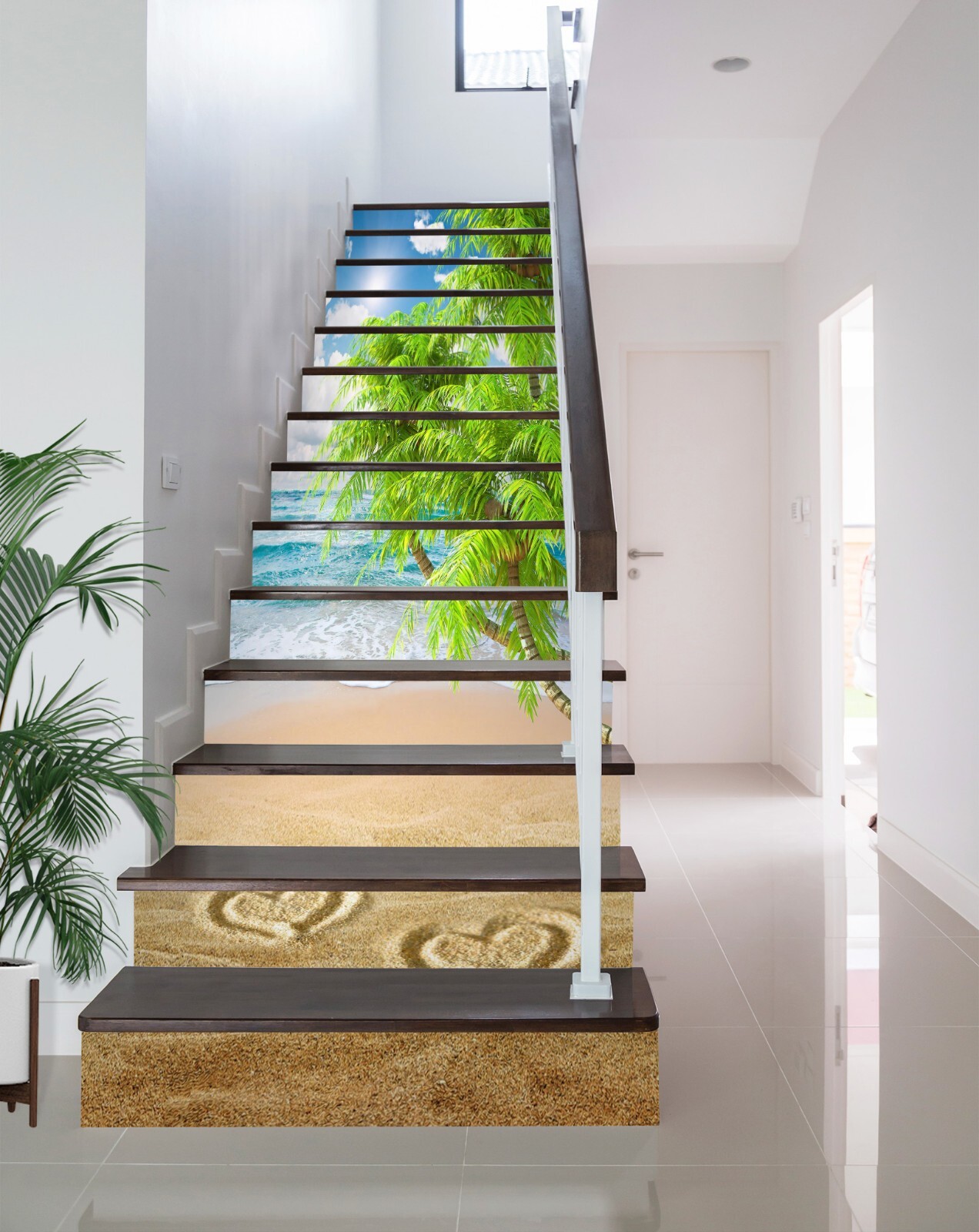 3D Beach Tree ZHU647 Stairs Risers Decoration Photo Mural Vinyl Wallpaper Amy