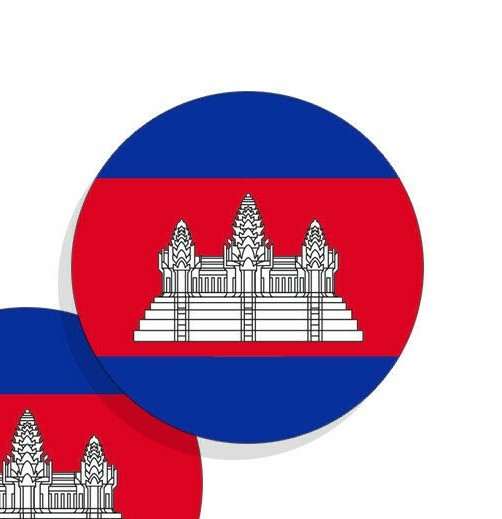 Cambodia Flag Stickers Flag Decals Vinyl Stickers Indoor Outdoor Round 4 pack