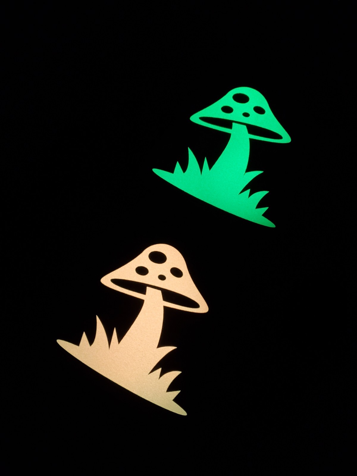 Glow In The Dark Single Mushroom Vinyl Decal Sticker Bright Green Medium Size