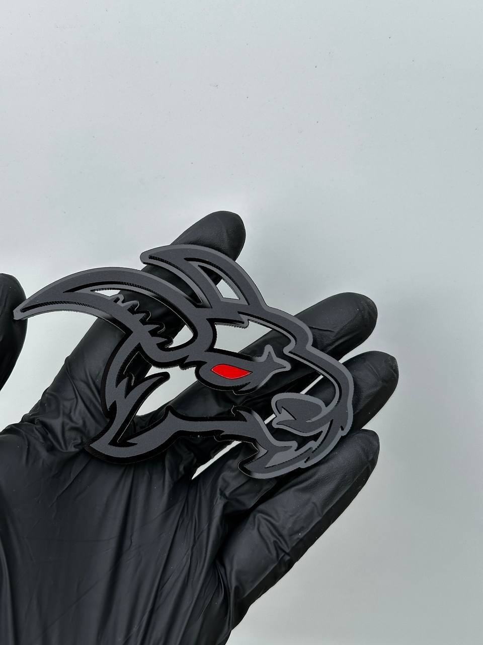 Angry Goat Red Eye Car Truck Emblem Badge Matte Black on Black Custom Pack of 2