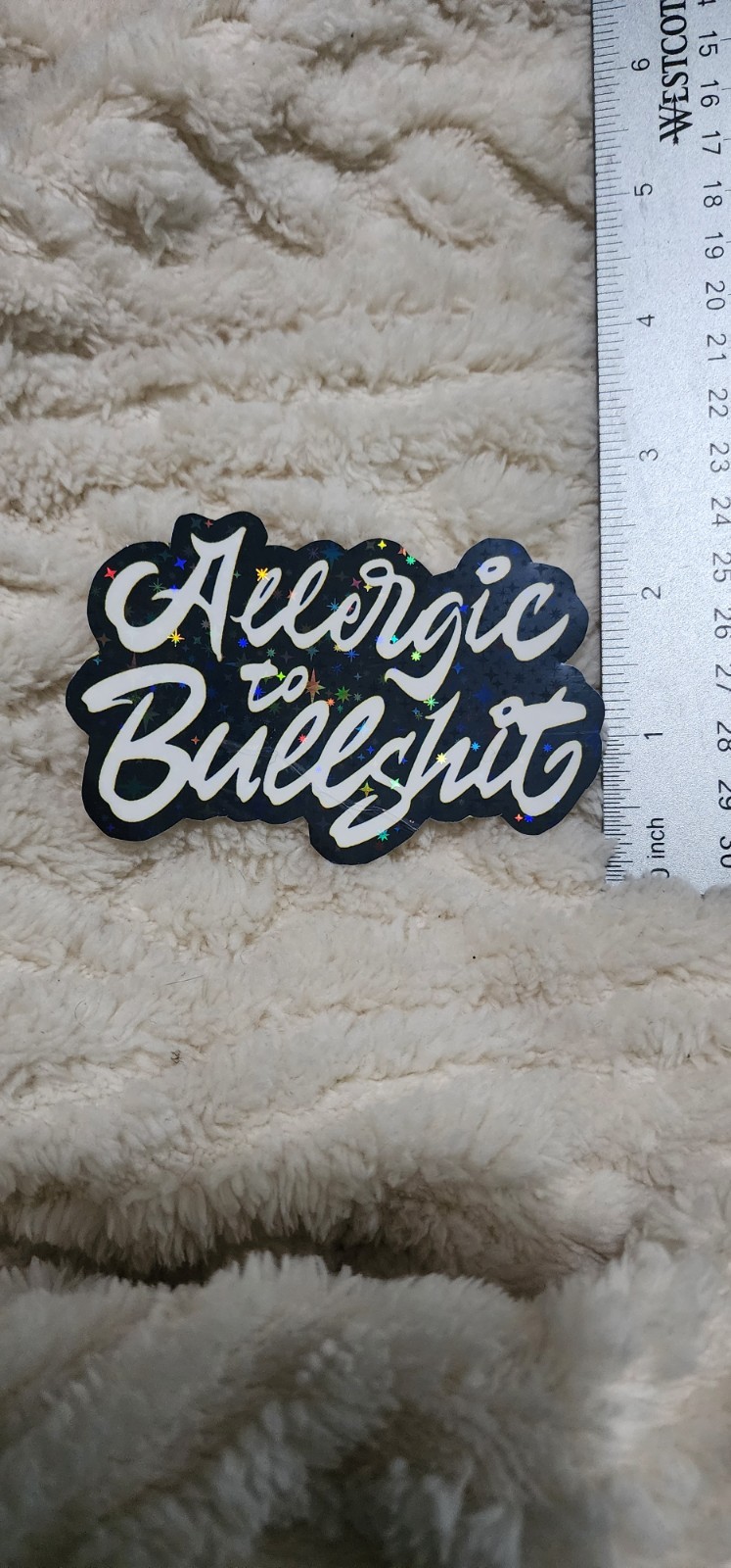 Allergic to Bullshit Vinyl Black And White Sticker 3×2