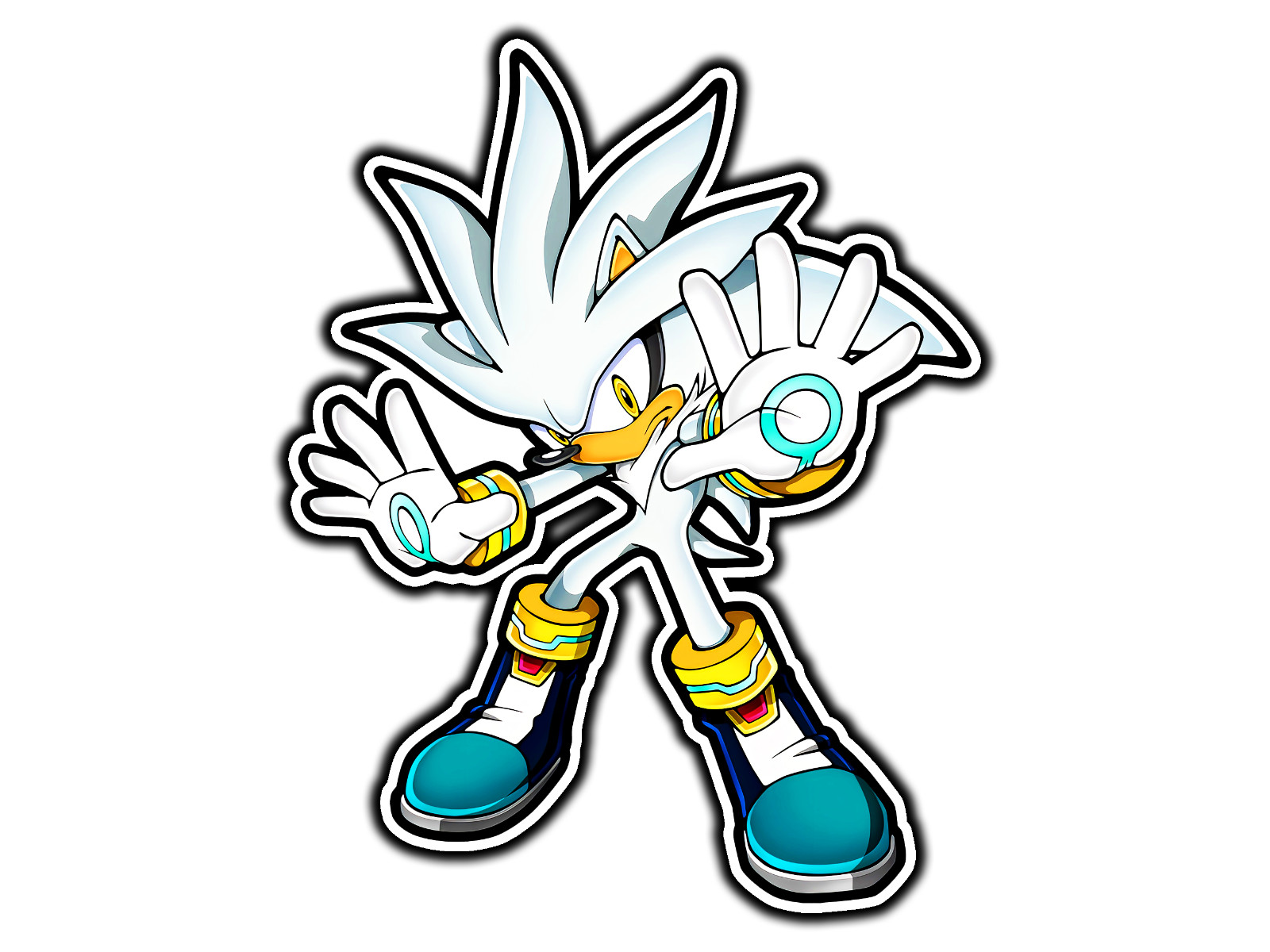 Silver The Hedgehog Retro Waterproof Vinyl Sticker Decal Die-Cut