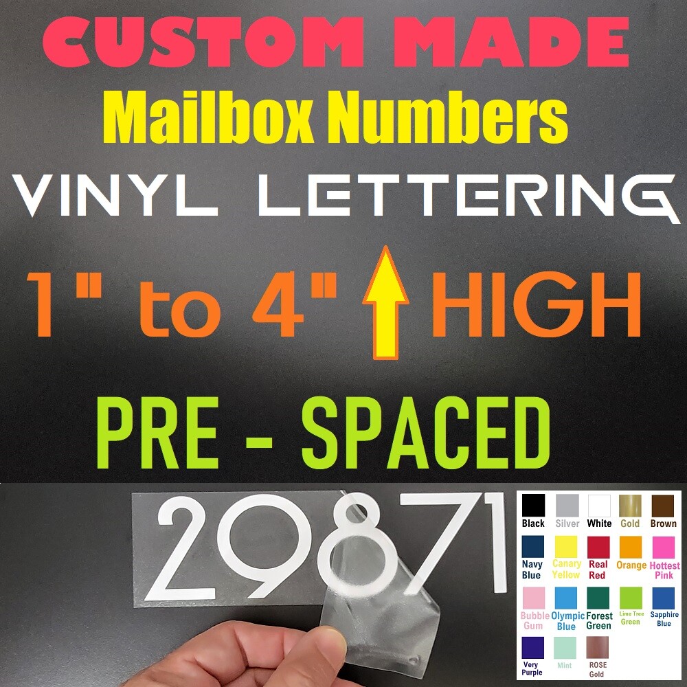 SET OF Custom Personalized Vinyl Lettering Name Decal Sticker Mailbox Numbers