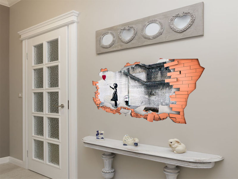 FULL COLOUR Banksy Wall Art, Modern Transfer, PVC Decal, 3D Window, Sticker
