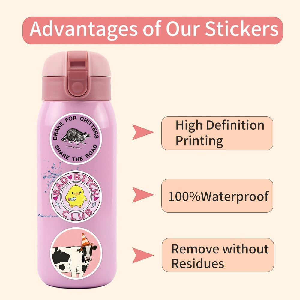 110 PCS Pink Funny Stickers for Adults, Meme Stickers for Women Teens