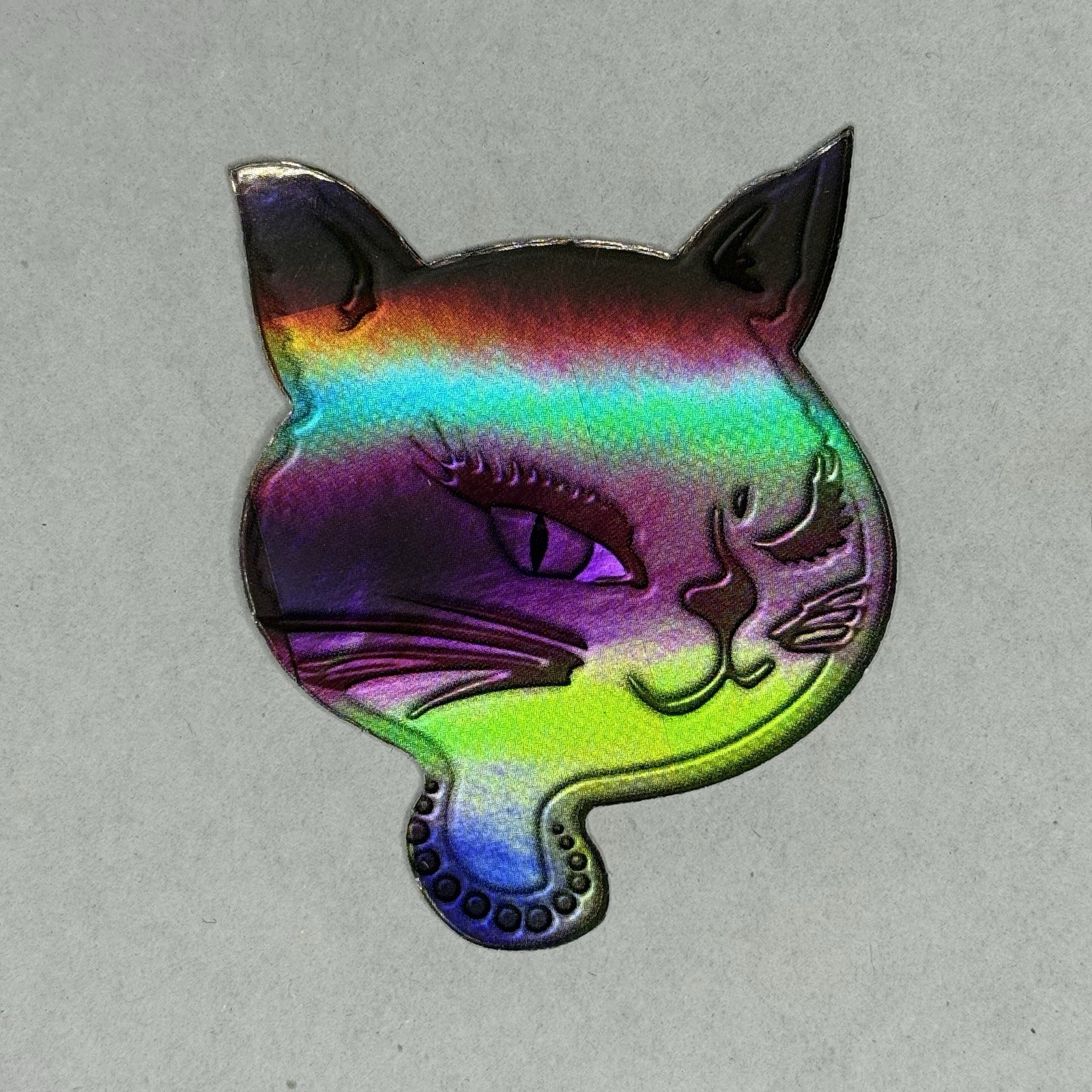 Vintage Winking Cat Vending Stickers 2001 Prism Foil Y2K