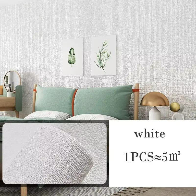 Self-adhesive Wallpaper Linen Thicken Waterproof Mildew Proof Plain Color Living