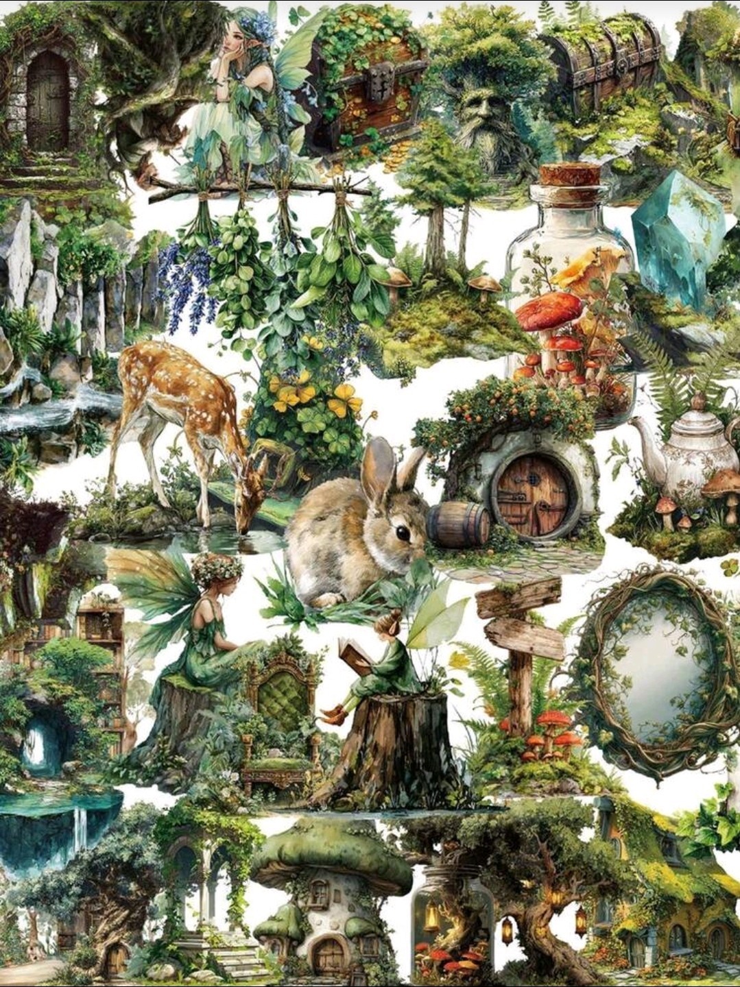 25Pcs Forest Fairy Retro Trans Waterproof Stickers, Phones, Notebooks, Bottles