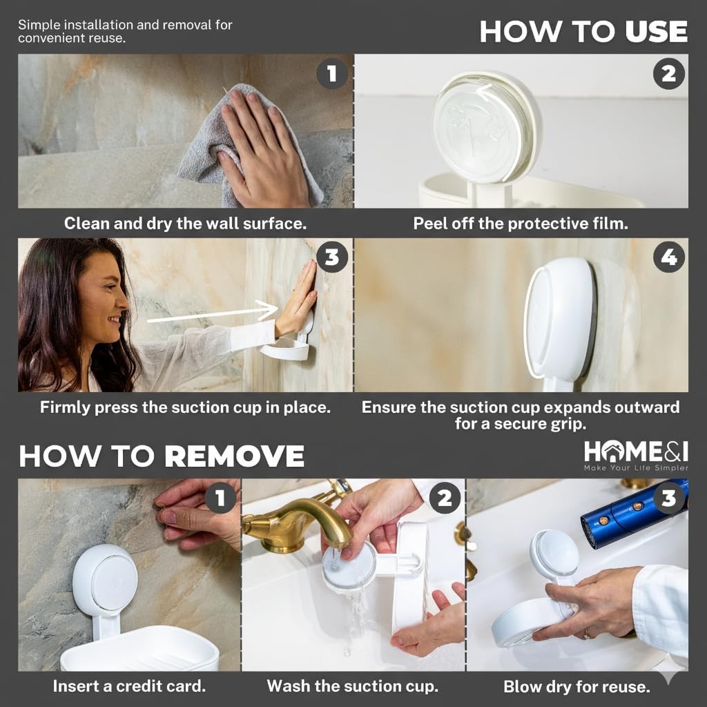 Suction Cup Soap Dish – Dual-Layer, Self-Draining, No-Drill Wall Mount Holder