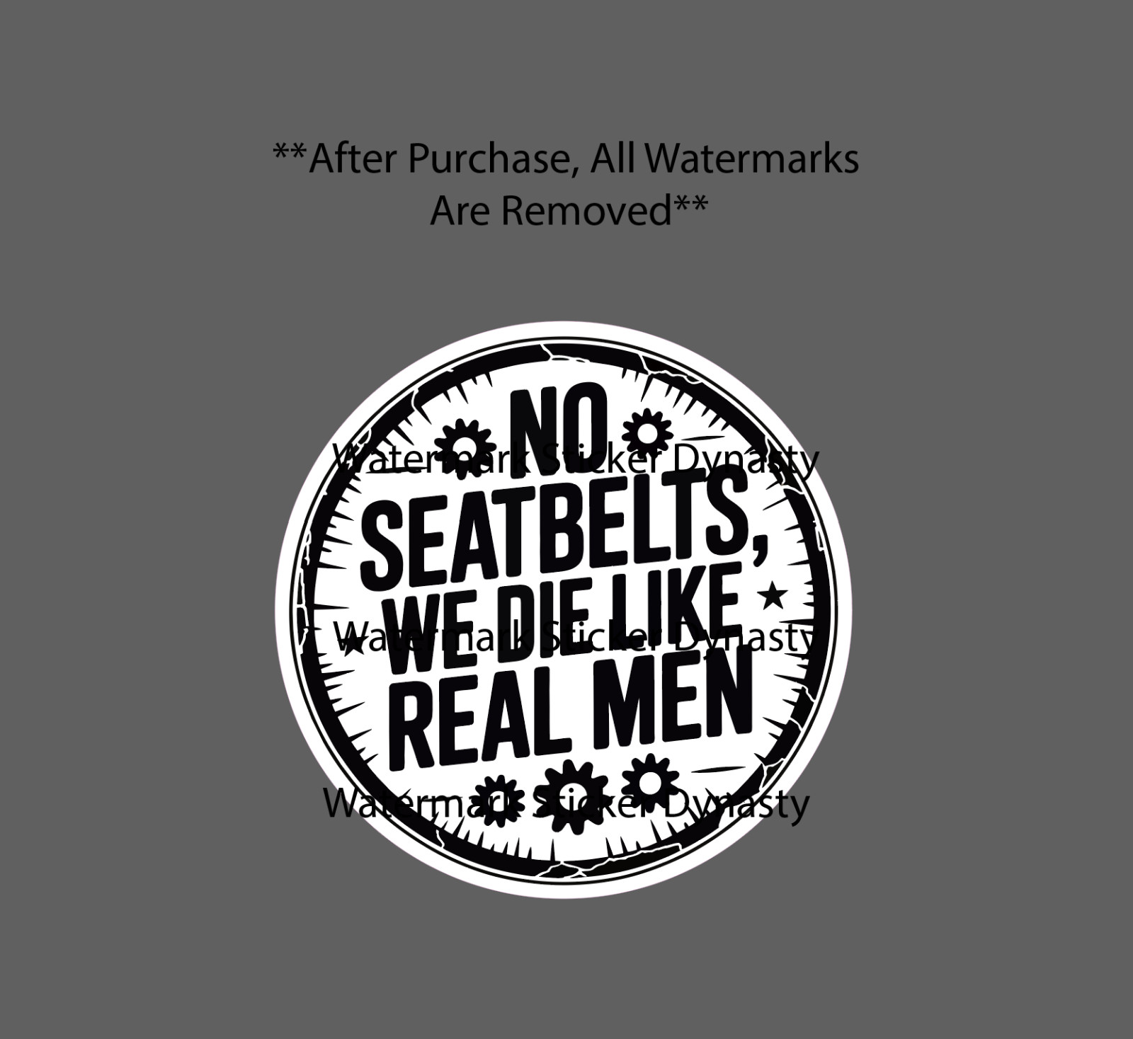 No Seatbelts Sticker Waterproof Decal Quote Funny Offroad ATV Motorcycle Gift