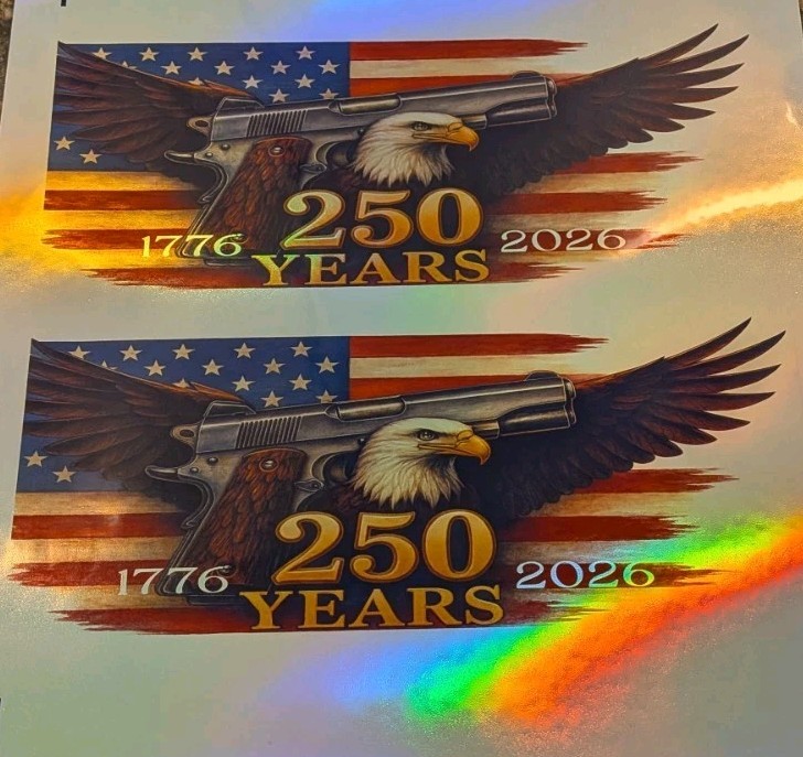 2 USA 250 Commemorative Holographic Eagle sticker Toolbox, Fridge Cooler Laptop