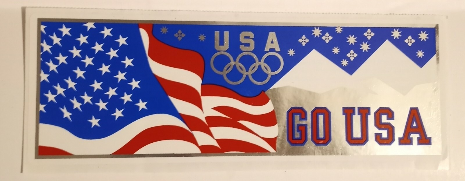 Olympic Rings Go USA Blue Bumper Sticker Patriotic 8.5 X 1/4