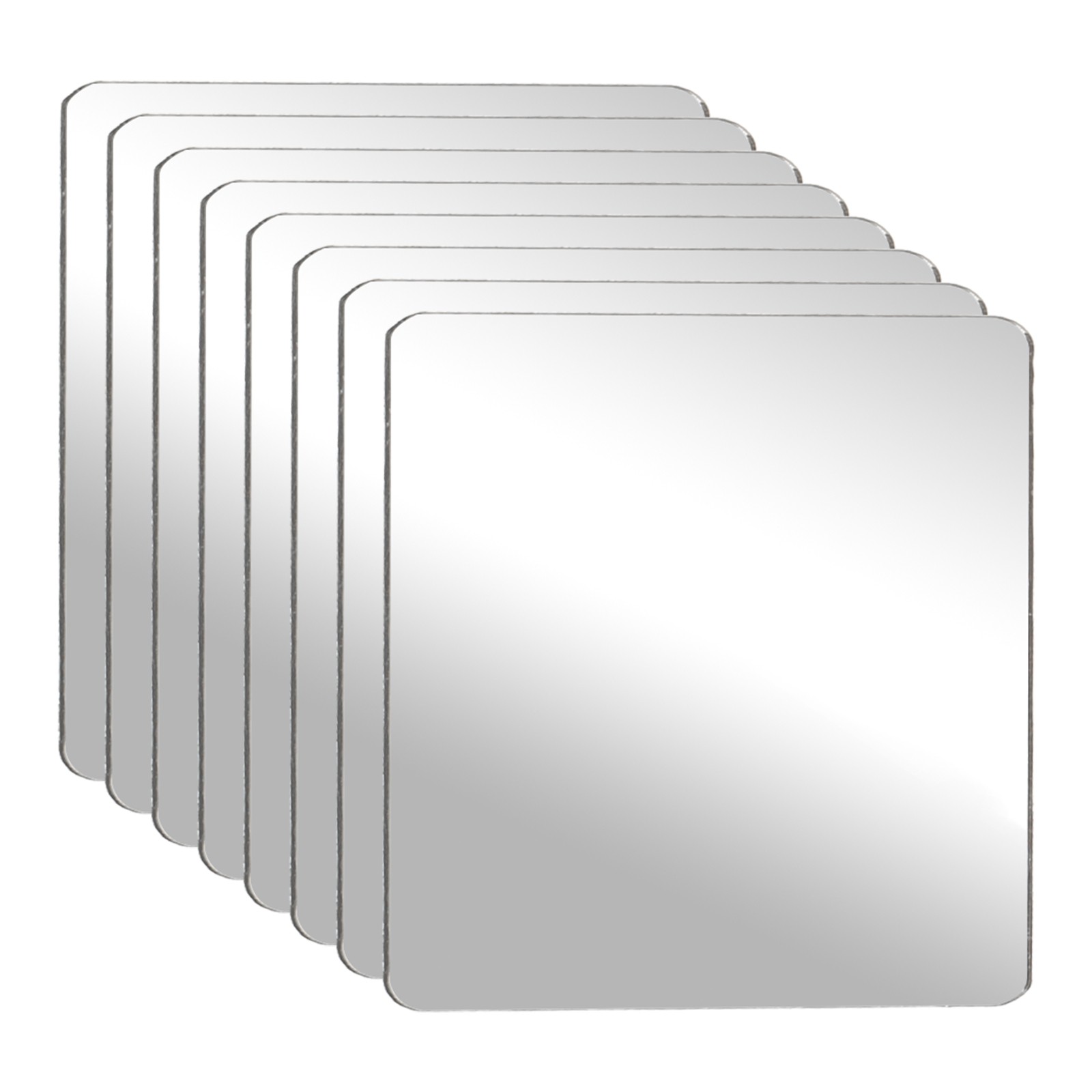 8Pcs Acrylic Mirror Sheet, 1.6" Square Self Adhesive Mirror