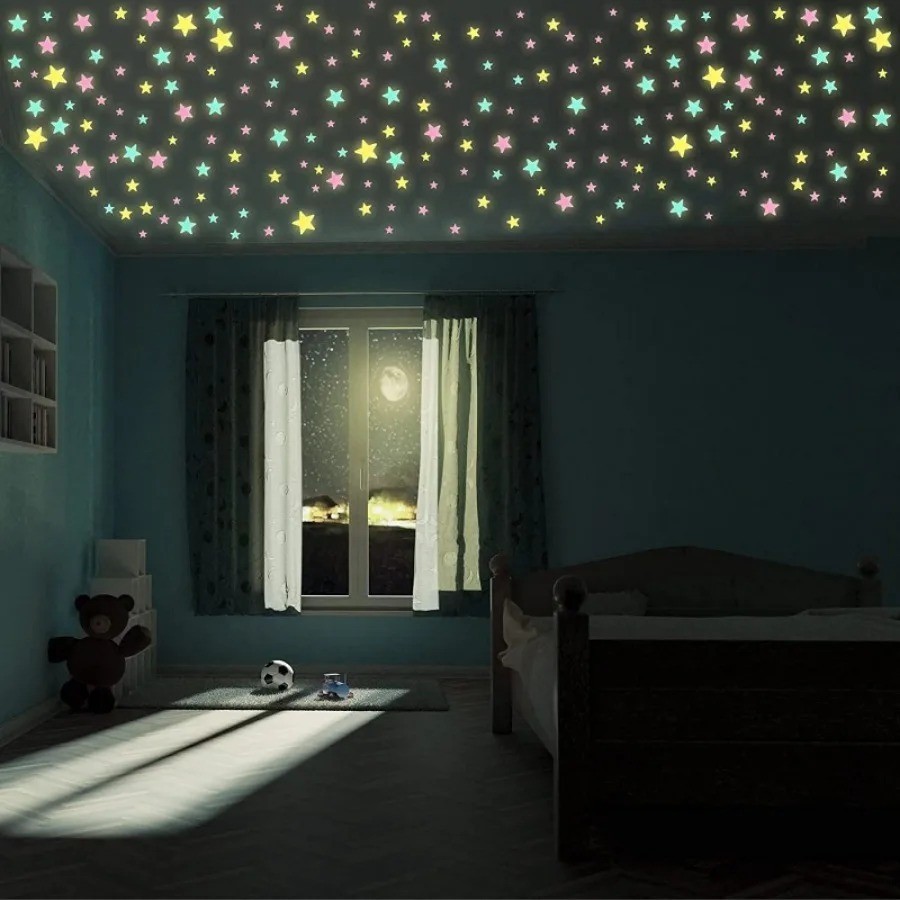 100PCS 3CM Luminous Star Wall / Ceiling Sticker