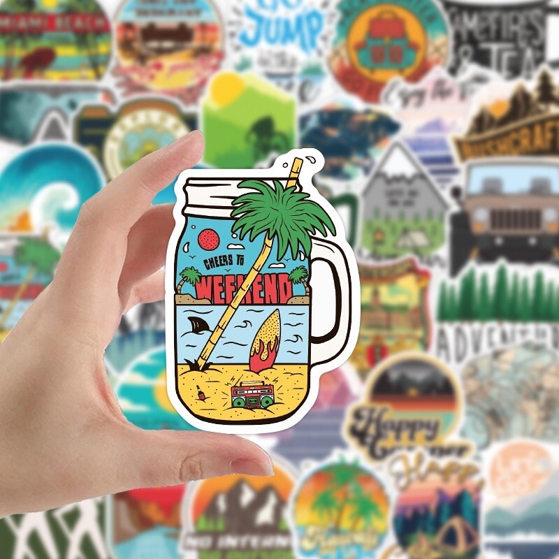 10 Random Outdoor Hiking Camping Nature Stickers Decal Laptop Yeti Free Shipping