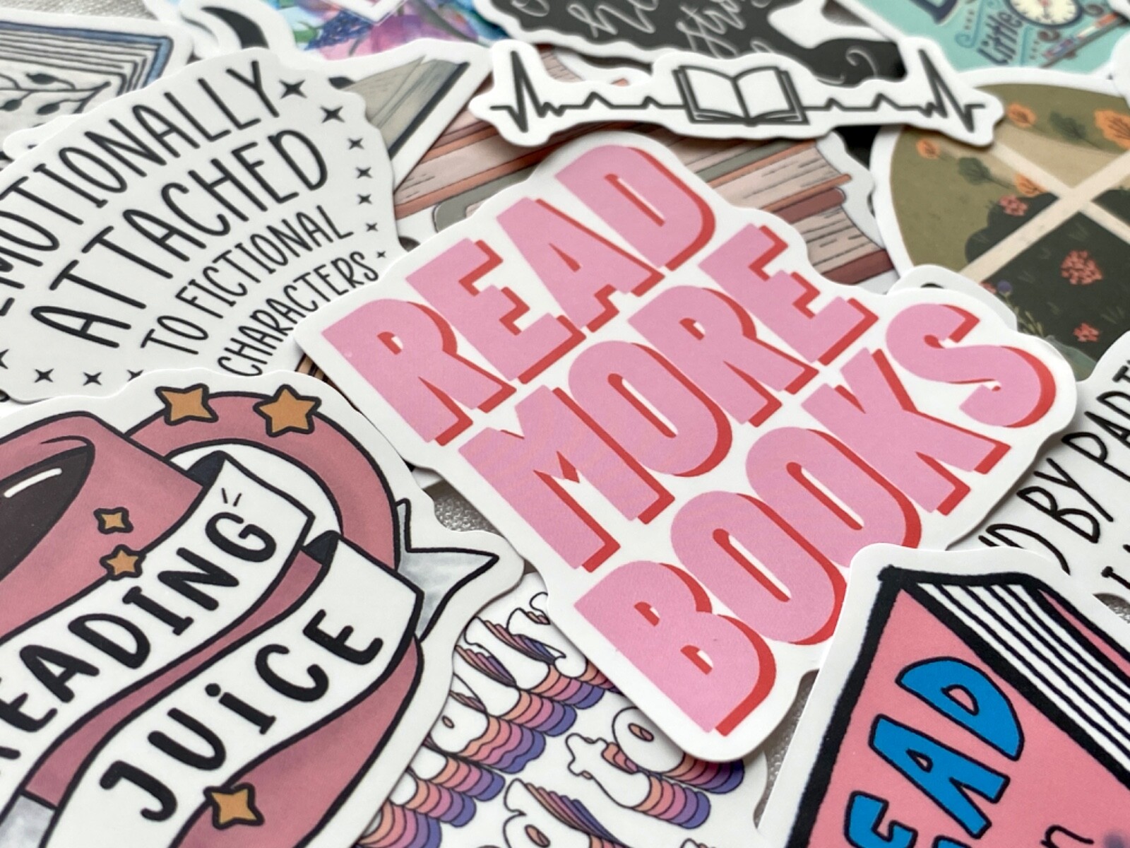 5-100 pcs Reading Book Stickers, Bookish Kindle Laptop Waterproof Vinyl Decals