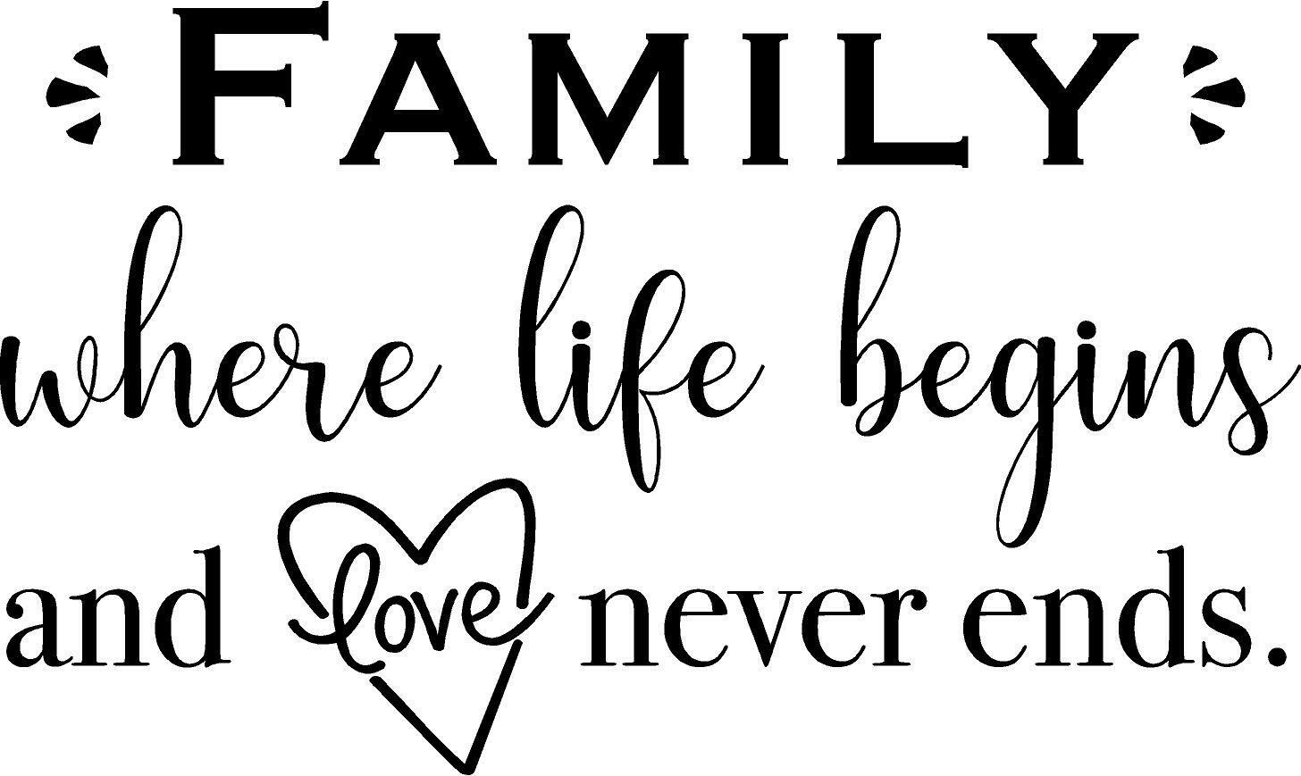 Vinyl Home Family Wall Decal Quotes – Family Where Life Begins & Love Never Ends