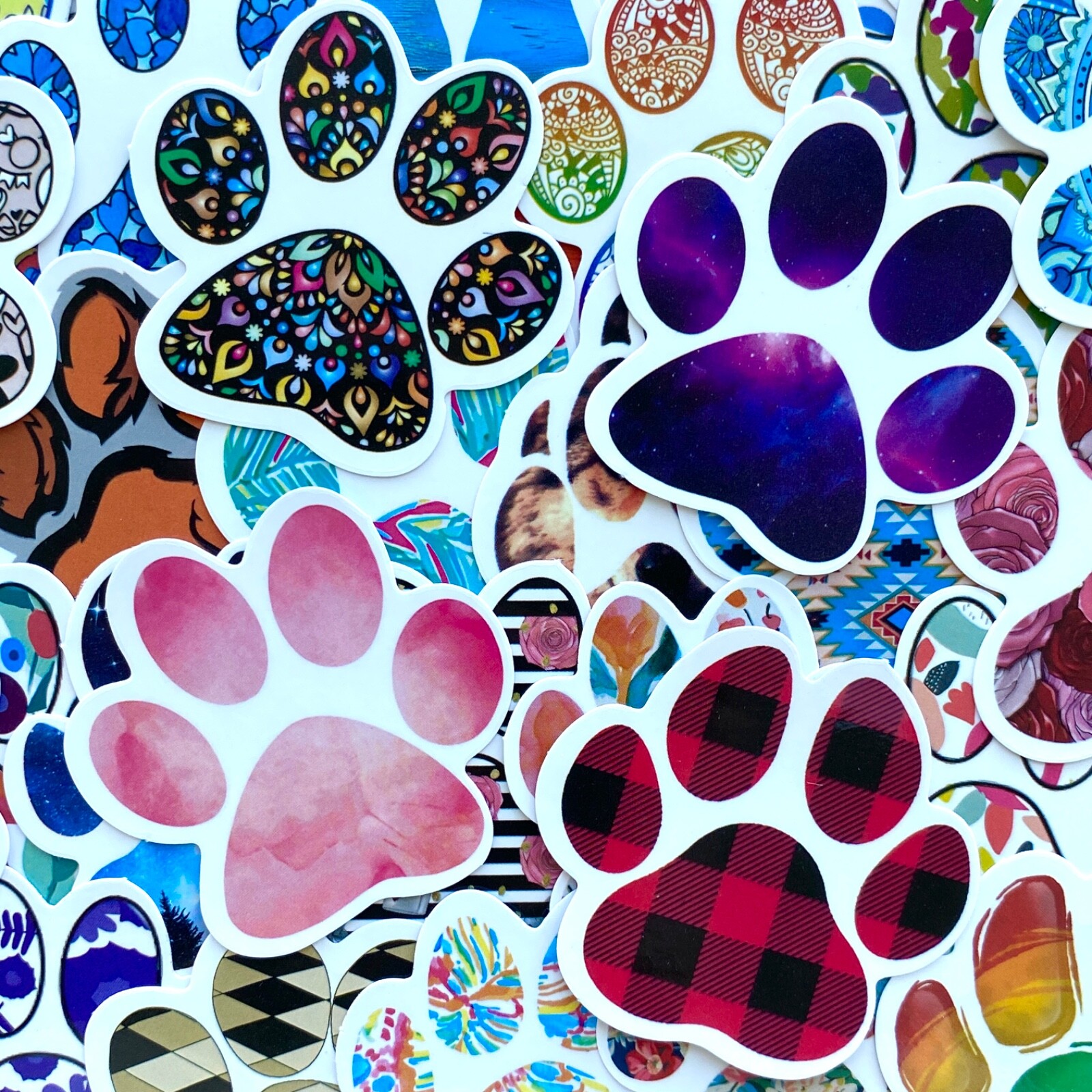 5-50 pcs Cat Dog Paw Stickers, Colorful Puppy Kitten 🐾 Laptop Car Phone Decals