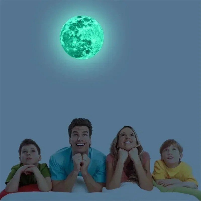 Creative 3D Large Moon Glow In The Dark Fluorescent Wall Sticker