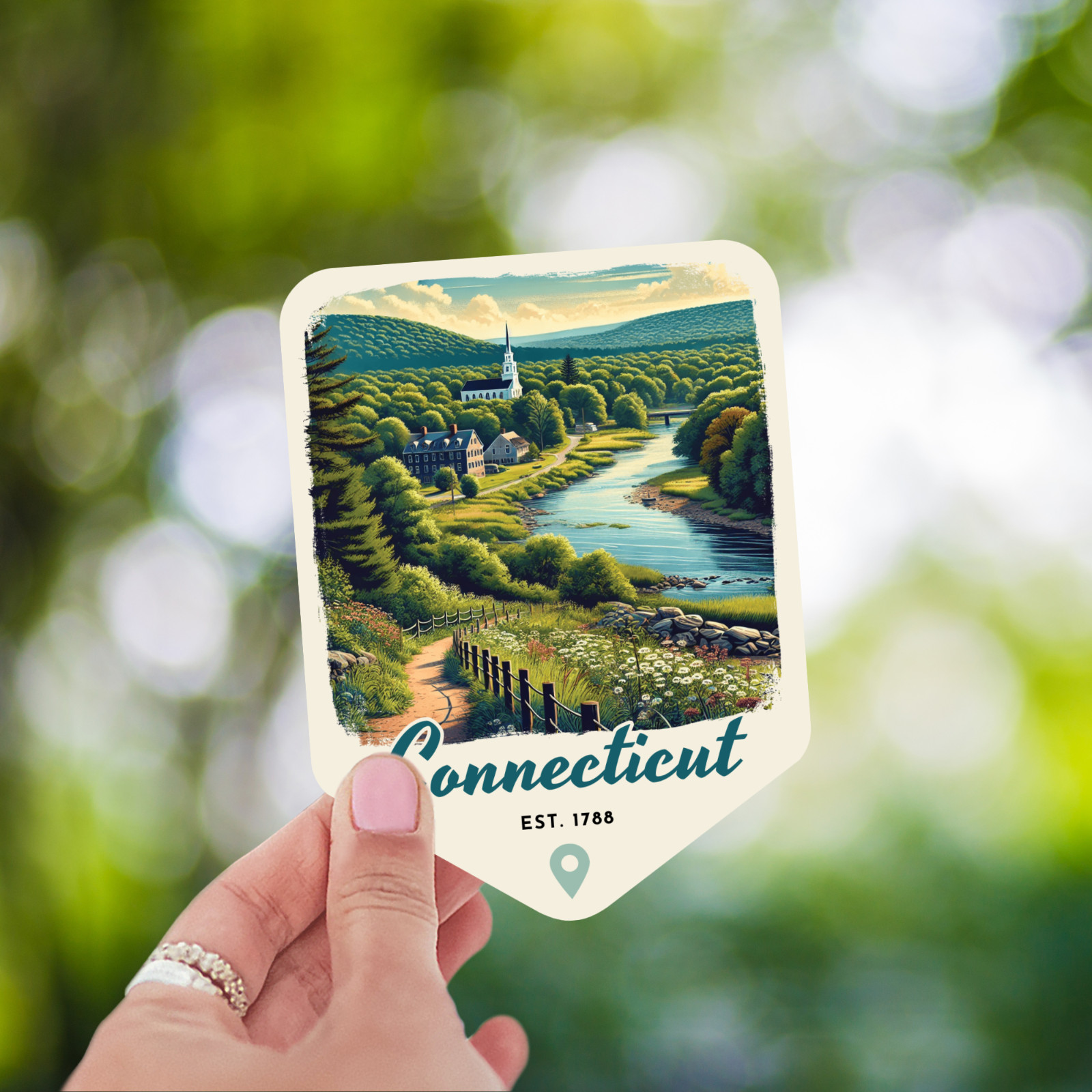 Connecticut State Sticker Retro Travel Vinyl Decal