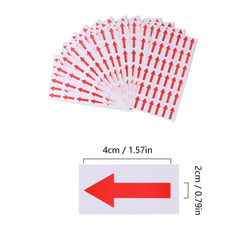 500 Pcs Red Arrow Sticker Self Adhesive Copper Paper Directional Label