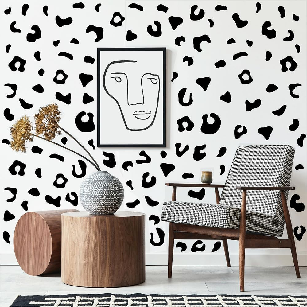 360 Pcs Black Cheetah Stickers Animal Print Cheetah Leopard Wallpaper Removable