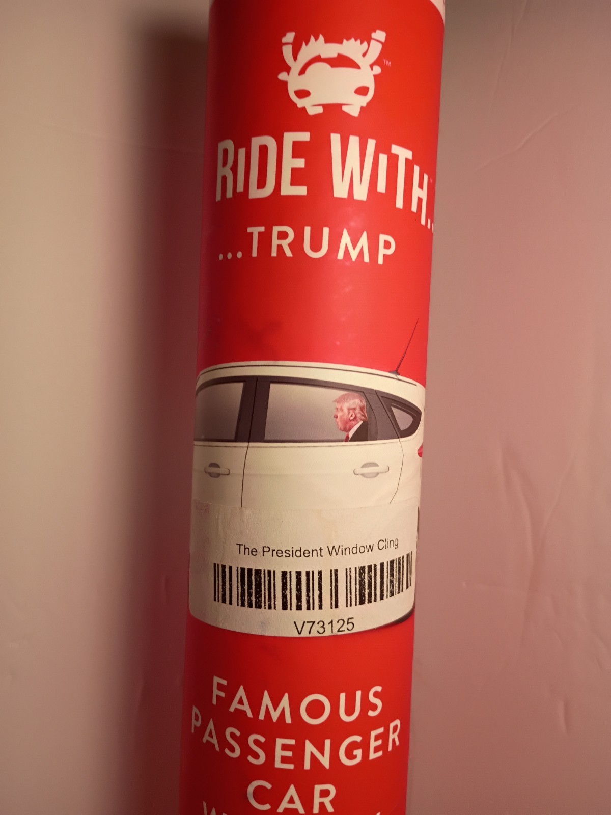 Car Window Decal Sticker Easy Peel Rear Left Life Size Head Ride w/ Donald Trump