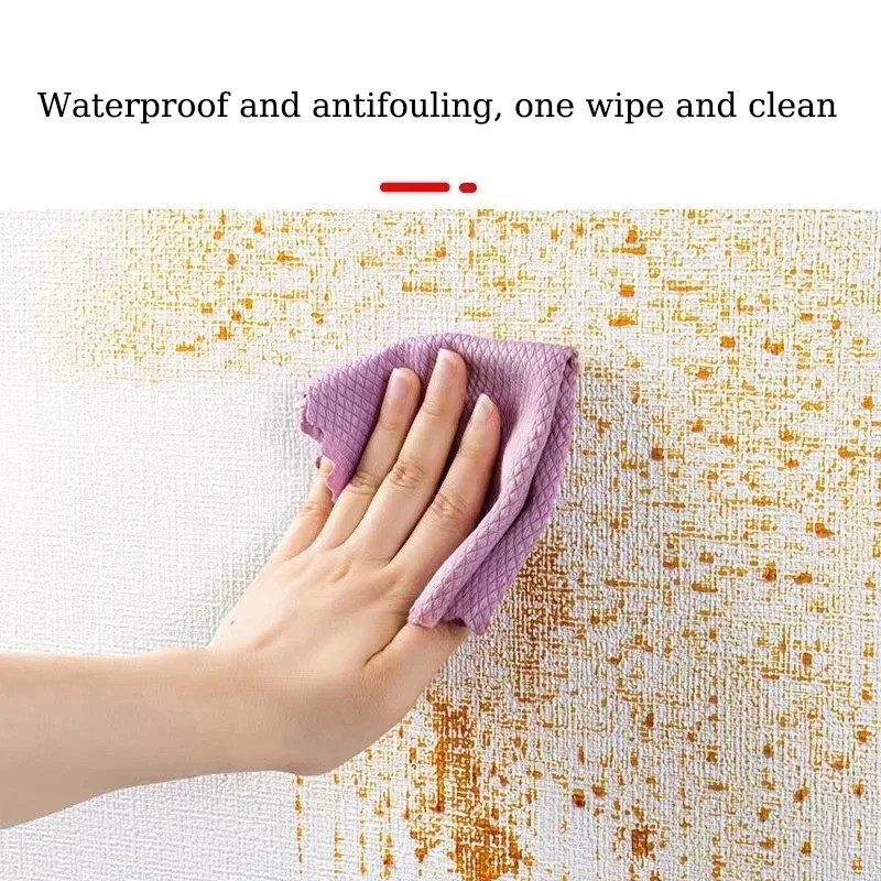 Self-adhesive Wallpaper Linen Thicken Waterproof Mildew Proof Plain Color Living