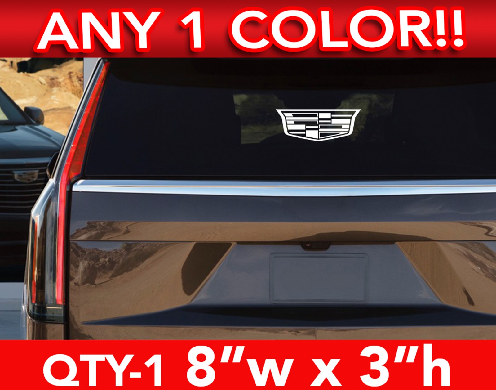 CADILLAC ESCALADE MODERN LOGO CT5 CT4 XT6 DECAL STICKER 8"w x 3" ANY 1 Color