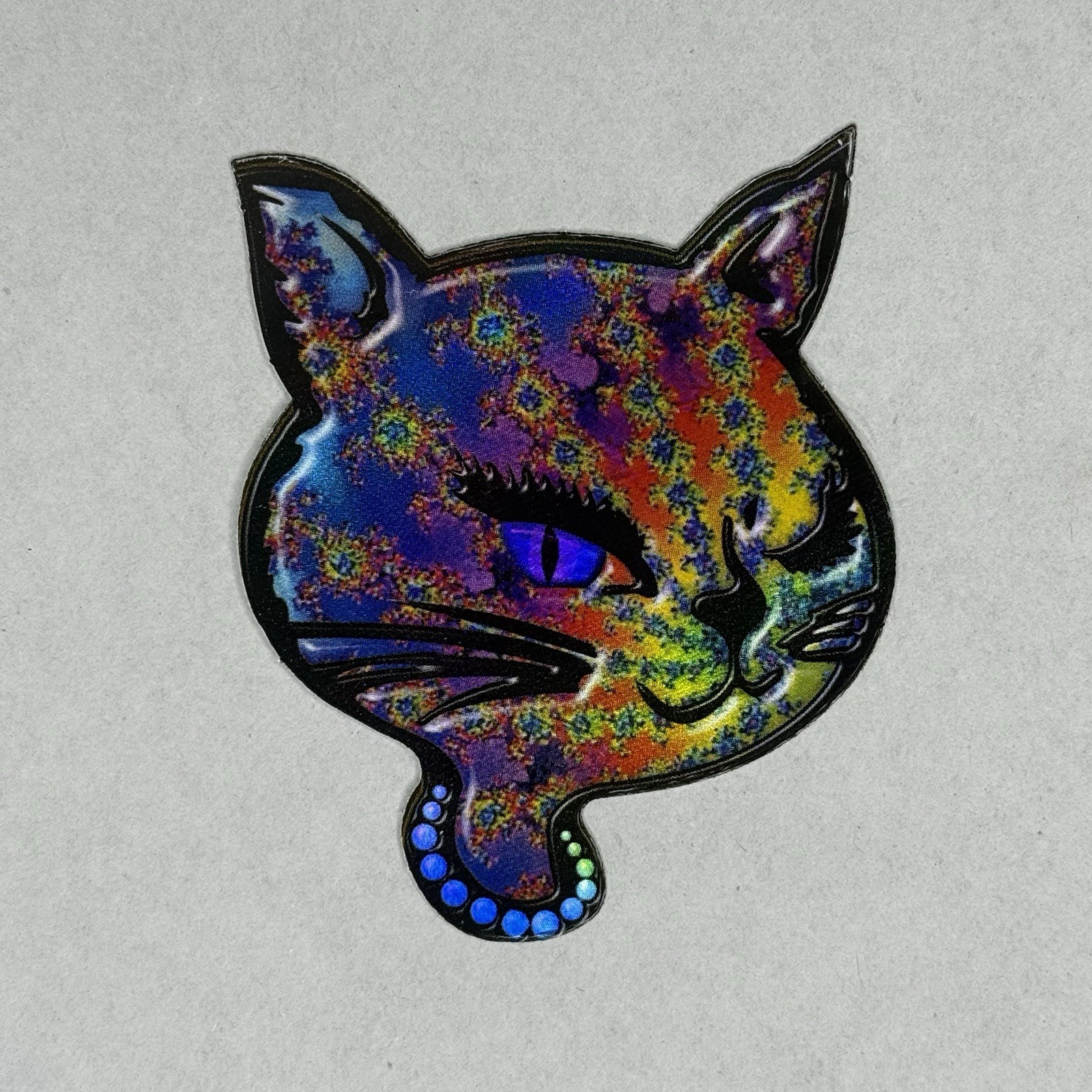 Vintage Winking Cat Vending Stickers 2001 Prism Foil Y2K