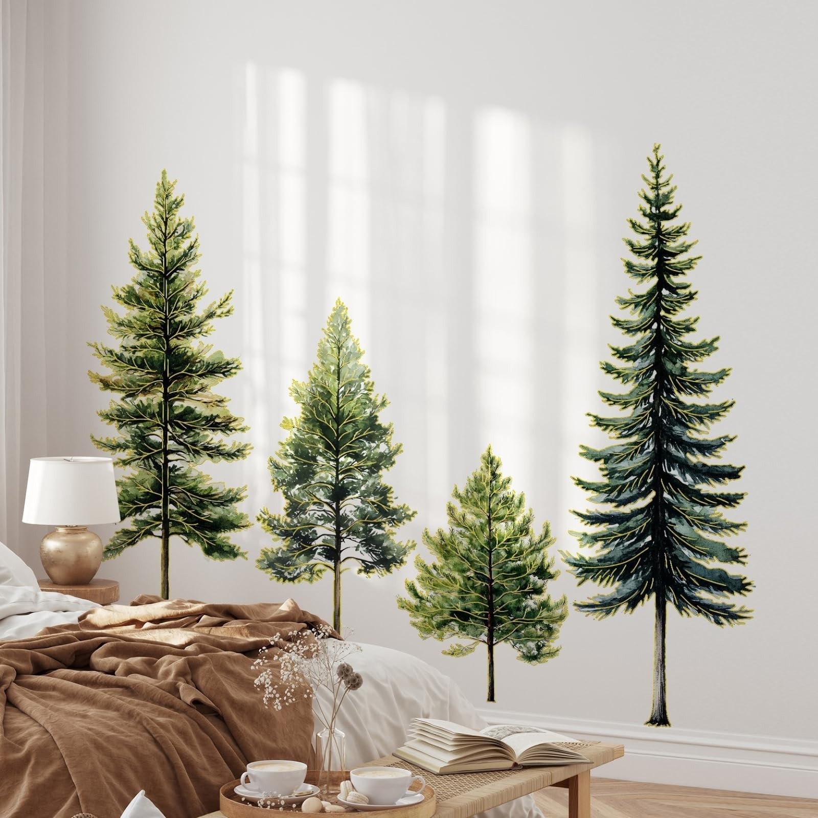 Pine Tree Wall Art – Pine Tree Wall Decal, 38" Wall Stickers Peel and Stick G…