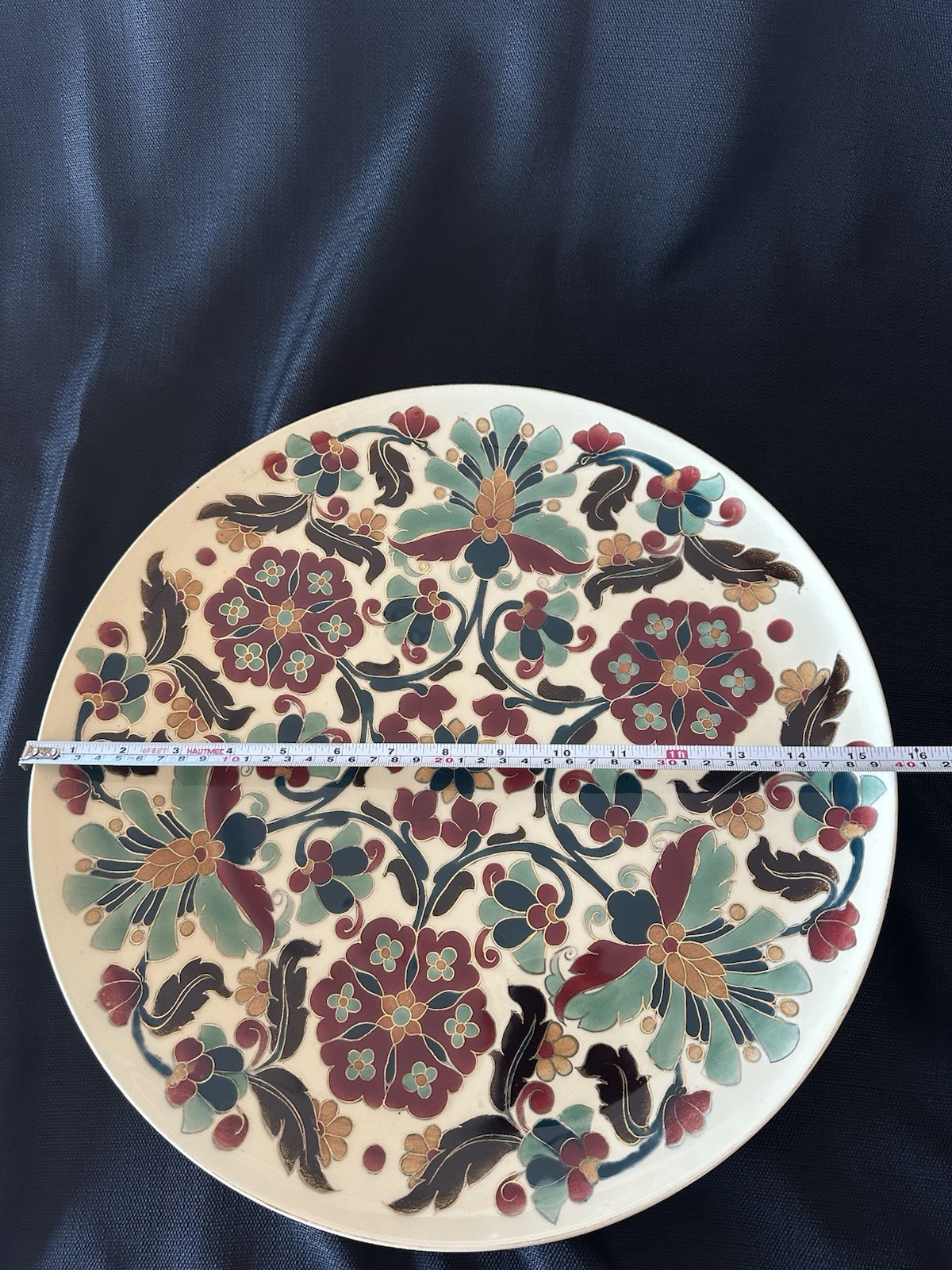 Vintage Large Ceramic Wall Charger Plate Persian/Turkish Boho Style Floral decor