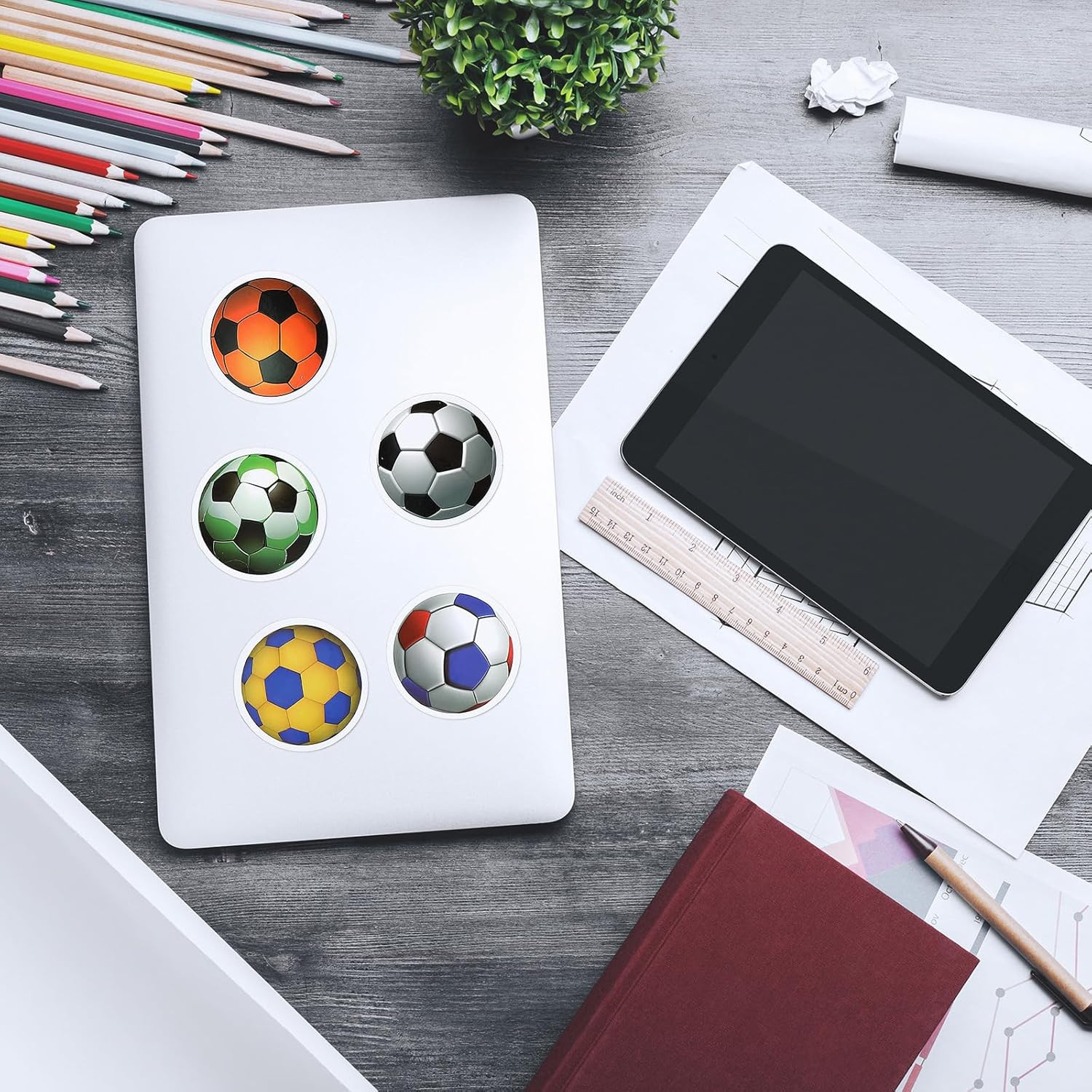 240 Pcs Soccer Stickers for Scrapbooking, Vinyl Waterproof Stickers for Teens &