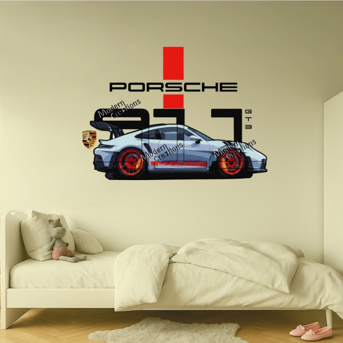 Porsche GT3 Racing Car Wall Sticker Sports car Auto Vinyl Decal Home Room Decor
