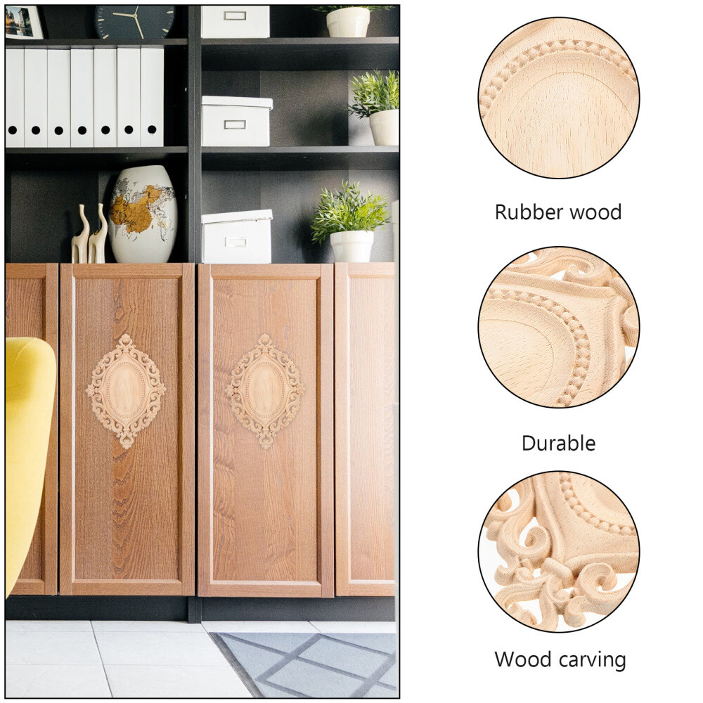 2pcs Wood Carved Onlay Wood Carving Appliques Traditional Furniture Wood Decal