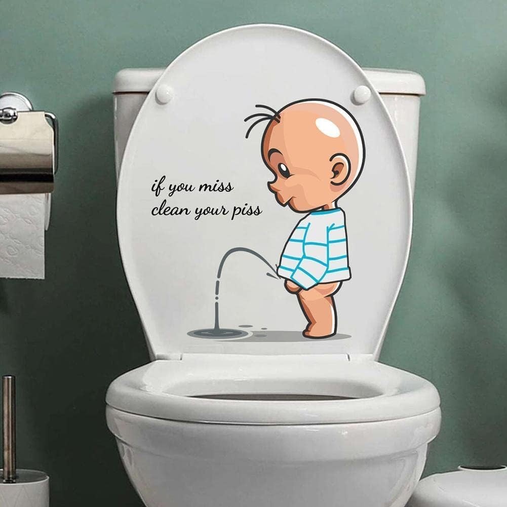 If You Miss,Clean Your Piss Toilet Sticker, Funny Seat Sticker Bathroom Wall Dec