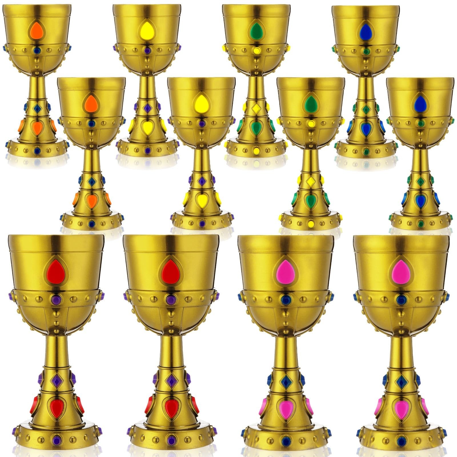 12 Pcs Medieval Molded Crown Goblets 8 oz Colorful Jeweled Goblet Vintage Pla…