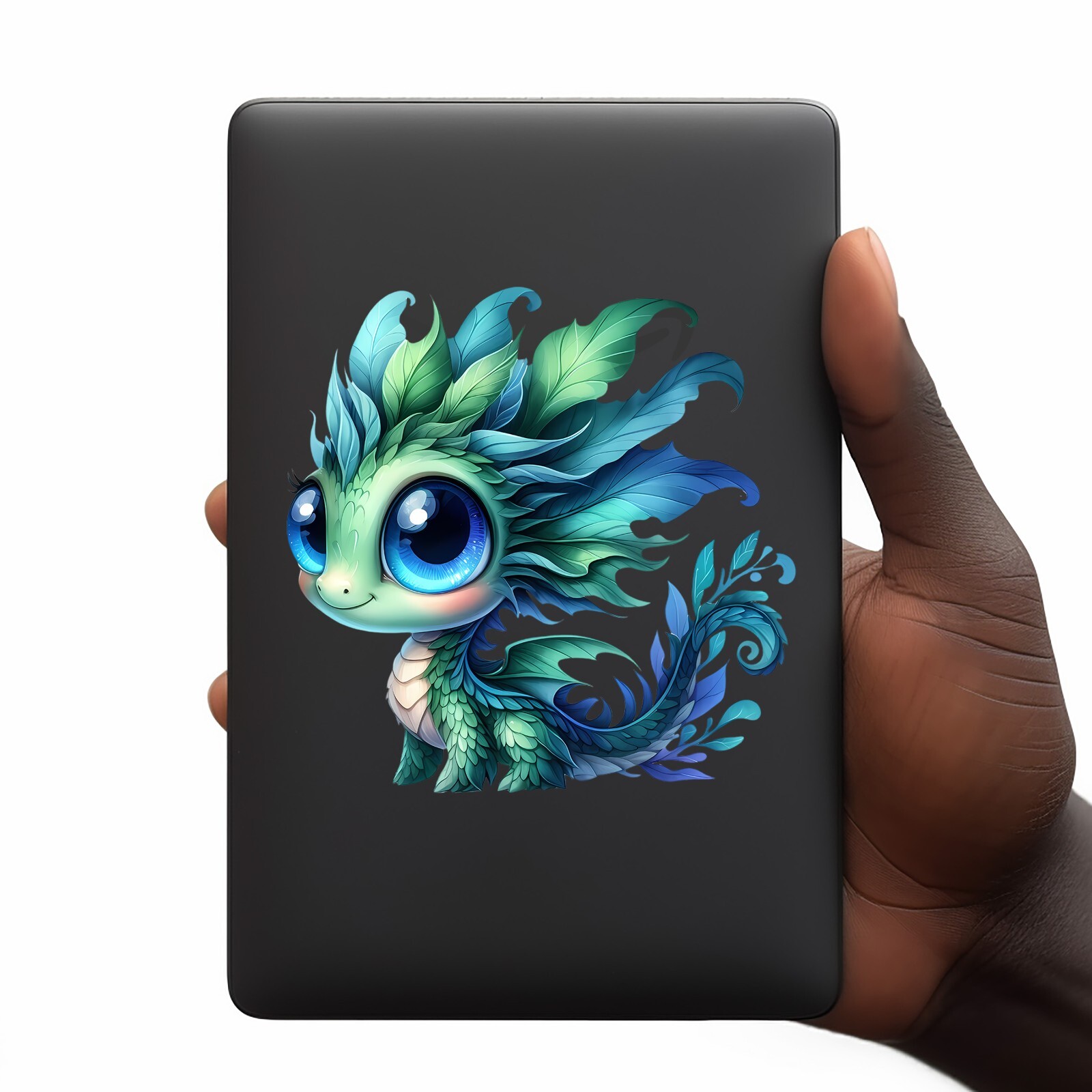 Cute Blue Green Dragon UV DTF Transparent Sticker / Decal