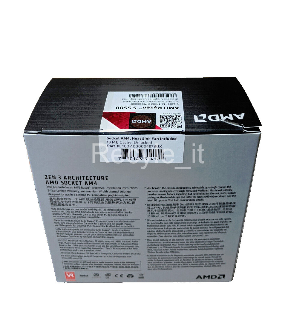 NEW Box ONLY-NO CPU Genuine AMD RYZEN 5 5500 6-Core CPU Retail Product