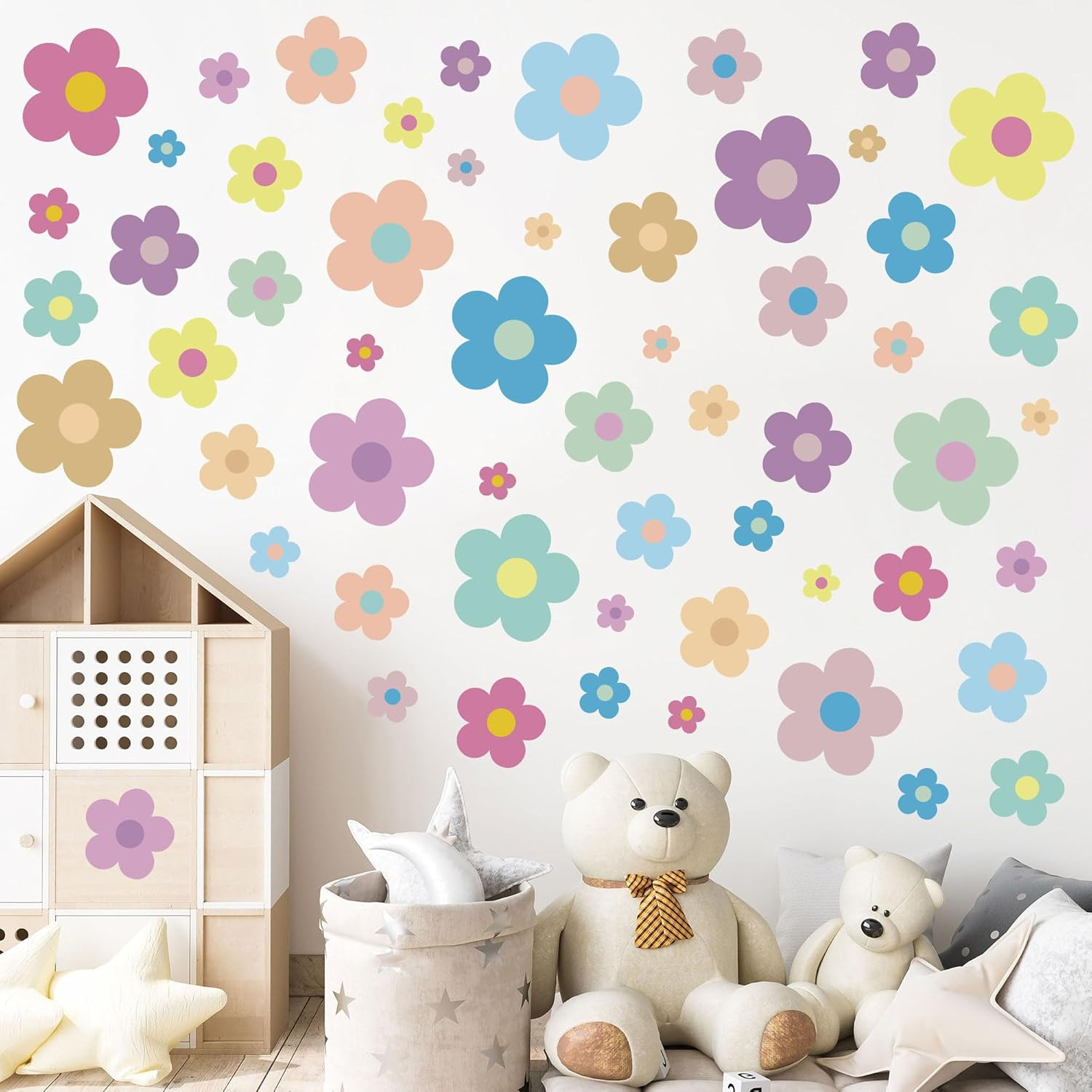 12 Sheets Flower Wall Decals Cute Colorful Vinyl Stickers for Girls Kids Room De